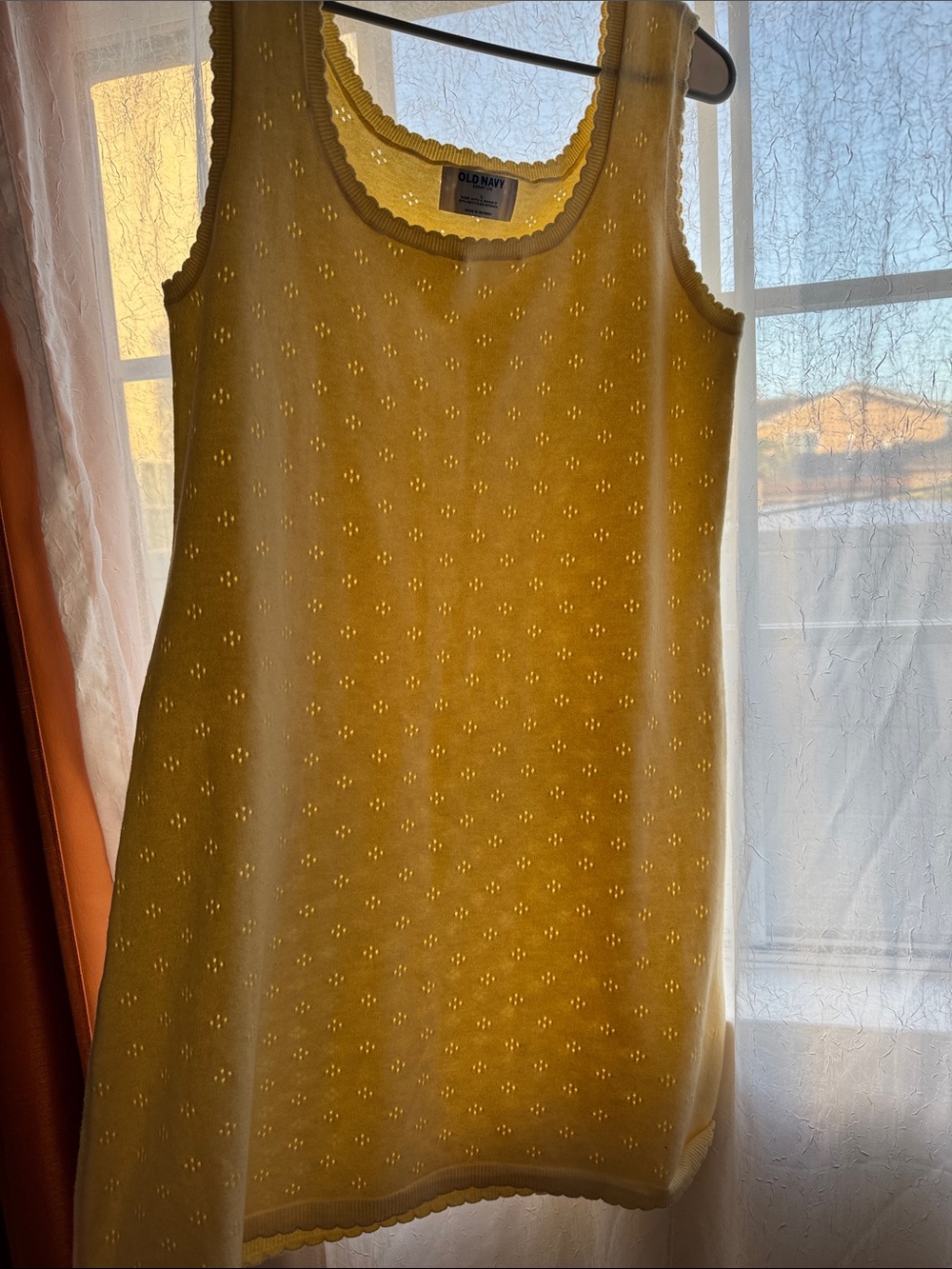 Old Navy Yellow Eyelet Tank Mini Dress